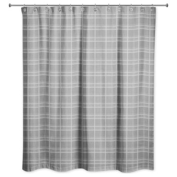Gray White Plaid 71x74 Shower Curtain
