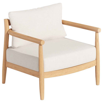Lido Club Chair, Teak, Bliss Linen Cushion Set