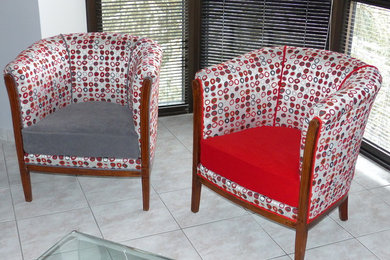 Couverture d'une paire de fauteuils tonneau - Confection portière et banquette