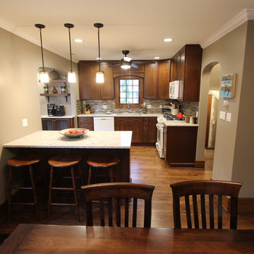 Transitional Cherry Kitchen with Great Organizational Storage and Coat Rack
