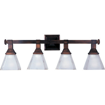 Brentwood 4-Light Bath Vanity, Oil Rubbed Bronze With Frosted Glass/Shade