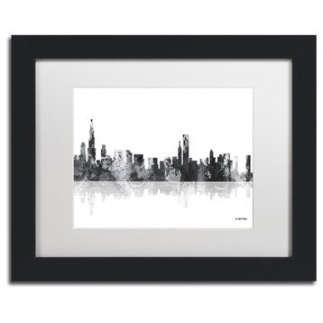 Watson 'Chicago Illinois Skyline BG-1' Art, Black Frame, 11"x14", White Matte