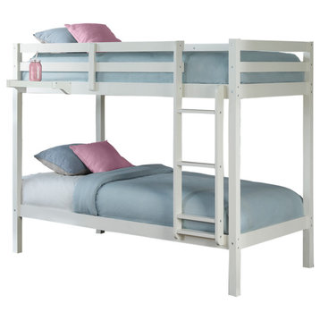 Hillsdale Caspian Wood Twin Over Twin Bunk Bed With Hanging Nightstand, White