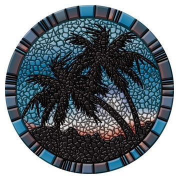 Drop-In Palm Trees Vinyl Swimming Pool Mat, Blue, 59" X 59"