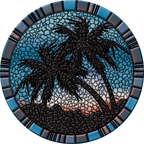 Drop-In Palm Trees Vinyl Swimming Pool Mat, Blue, 29" X 29"