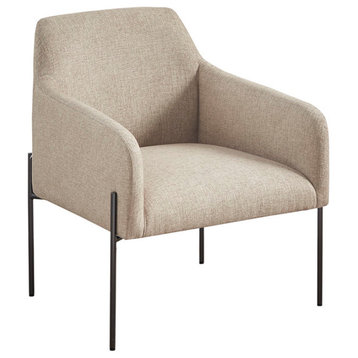 Madison Park Calder Contemporary Accent Chair With Black Metal Legs, Taupe