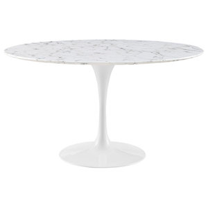 EdgeMod Furniture Daisy 48" Artificial Marble Dining Table in White 