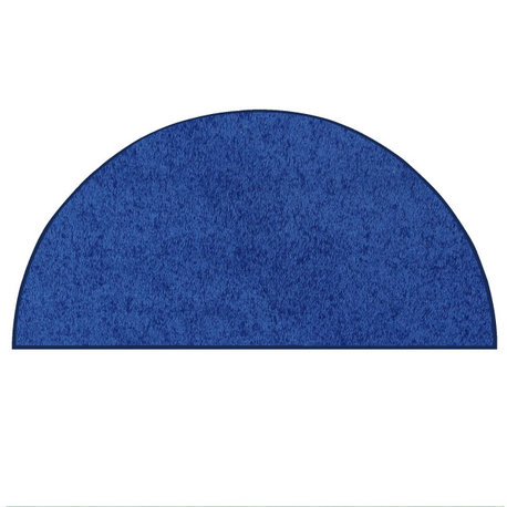 Modern Plush Solid - Neon Blue, 33" x 66" Half Round, Made in USA, Area Rug