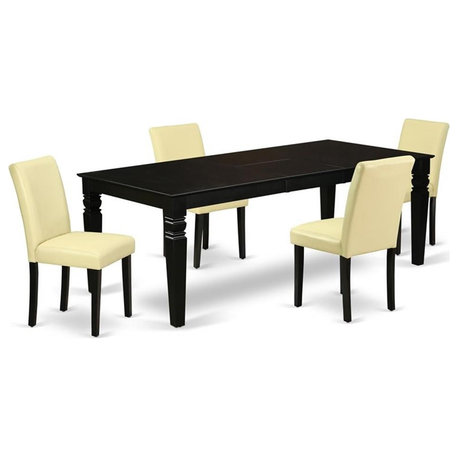 East West Furniture Logan 5-piece Wood Dining Set in Black/Eggnog
