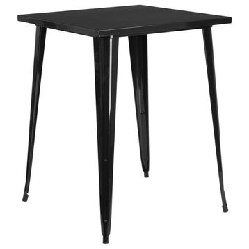 31.5" Square Bar H Black Metal Indoor-Outdoor Table