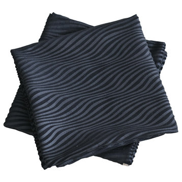 Sculpted Flannel Pillow Shell 2 Piece Set, Black, 20" X 20"