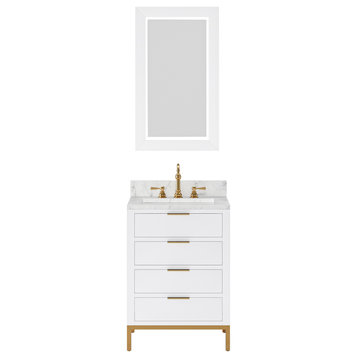 Bristol 24" Vanity, White With Mirrors and Hook Faucet