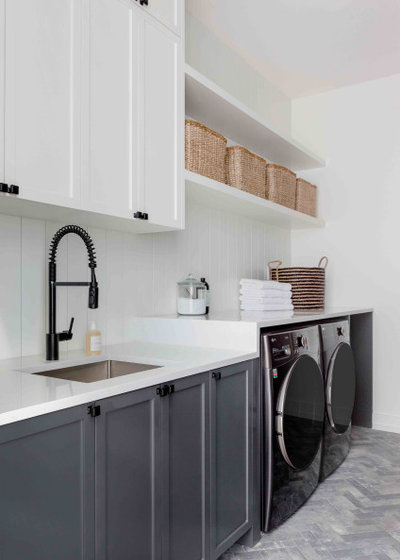 Transitional Laundry Room by Nuela Designs