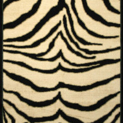 Conteporary Rug in Black Animal Print Zebra - Area Rugs