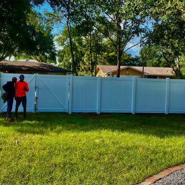 White vinyl fence