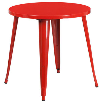 30" Round Metal Table, Red