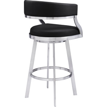 Saturn Counter Height Barstool - Brushed Stainless Steel Black