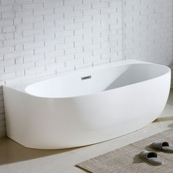 58'' x 33'' White Oval Soaking Free-Standing Bathtub - Bathtubs