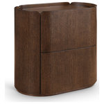 Meridian Furniture - Everett Nightstand, Brown - Everything you need at night is easily within arm's reach when you bring home this Everett brown nightstand. Its rich brown finish and oak veneer exude modern sophistication, complemented by a contemporary design with a raised edge around the perimeter of the top to keep everything in place. Perfect for bedside essentials, it blends practicality with style, offering ample storage and a sleek surface for lamps or decor. Enhance your bedroom with this functional yet elegant piece that combines timeless aesthetics with everyday convenience.