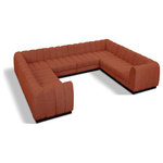 Meridian Furniture - Quinn Chenille Upholstered U-Shaped Modular Sectional, Cognac, 8-Piece: 4 Armless Chair, 4 Corner Chair - The Quinn Modular Sectional is a stunning piece crafted in a rich and luxurious cognac chenille fabric. Its awe-inspiring design and exceptional quality make it a perfect addition to any space, whether it's a living room, bedroom, or office. The sectional's plush cushioning and sturdy frame provide both comfort and durability, ensuring that it will be a favorite for years to come. Whether you're looking for a statement piece or simply a comfortable seating option, the Quinn sectional is an excellent choice.