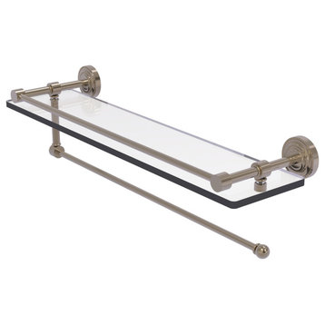 Dottingham Paper Towel Holder with 22" Gallery Glass Shelf, Antique Pewter