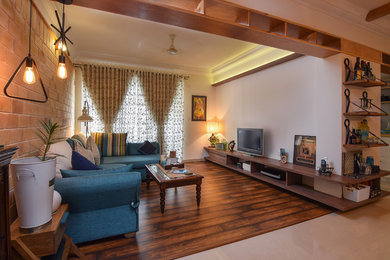 Design ideas for an eclectic living room in Bengaluru.