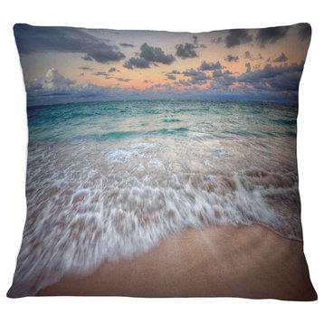 Waves Crashing Serene Seashore Seascape Throw Pillow, 16"x16"