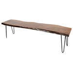 Jofran - Nature's Edge 70" Bench - There's nothing we don't love about our Nature's Edge Collection.  From the rich finish to the live edge curves to the hairpin legs, this group hits all of the right notes for high style in your home.  Nature's Edge includes occasionl and dining pieces.