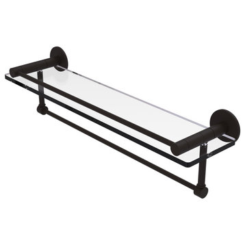 Fresno 22" Glass Shelf with Vanity Rail and Towel Bar, Oil Rubbed Bronze