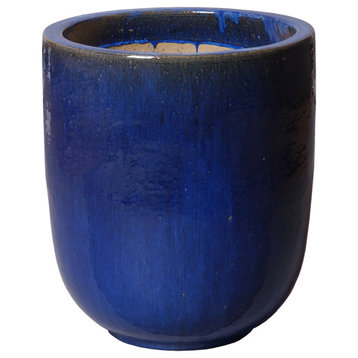 23" Round Blue Ceramic Planter