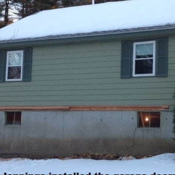 After removing old shrubs to expose the foundation.
