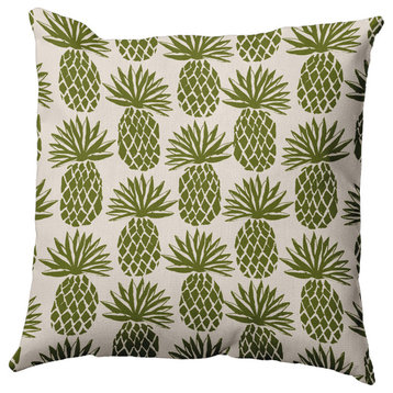18" x 18" Pineapple Stripes Decorative Throw Pillow, Olive