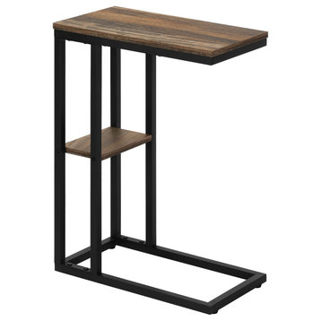 Accent Table 25"H, Brown Reclaimed-Look, Black Metal
