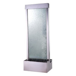 4' Stainless Steel Gardenfall With Clear Glass Floor Fountain - Indoor Fountains