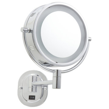 Jerdon HL165CD Hard-Wired 8-Inch Two-Sided Swivel Halo Lighted Wall Mount Mirror