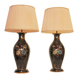 Pair of Black Wood Lamps from John Rosselli - Products