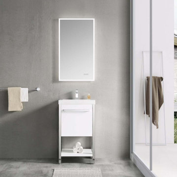 Glossy White Vanity Set with LED Mirror