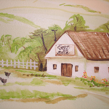 Custom Mural. Baby Room. Farm, fields and wild flowers theme.