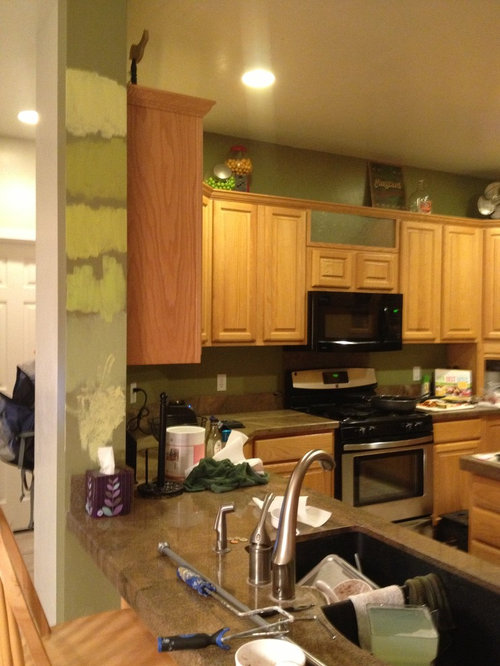 best paint color with honey oak cabinets?