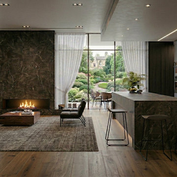 "The Obsidian Grove" Dark Contemporary Minimalism Kitchen with Biophilic #interi