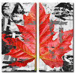 Ready2HangArt - Fall Ink XIV, Canvas Wall Art 2-Piece Canvas Art Set, 20" - Robust 'Fall Ink XIV' with it's bold serrated points, enflamed with fiery red hues, and heightened with thick black, capricious strokes represents the warmth in fall's essence. Add this deep canvas to your space for a sharp, modern panache within your interiors. Handcrafted in the U.S.A., this gallery wrapped canvas art arrives ready to hang on your wall. Refine your space with an art piece from Ready2HangArt's Fall Ink collection, which will effortlessly bring a warm essence of autumn to any style of de_cor.