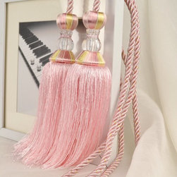 7 Colors QYM52 Polyester and Acrylic Curtain Tassel Tie Backs in Pink Color - Window Treatment Accessories