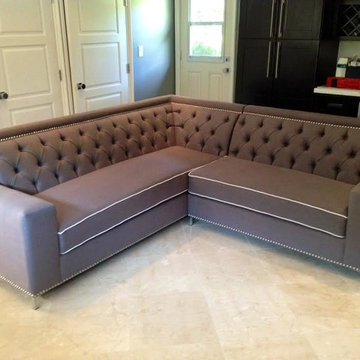 Classic Tight Back Tufted Sectional w/ Tile Floors | The Sofa Company