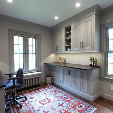 Standing Desk in Home Office with Beadboard Doors