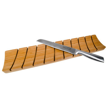 Luciano Housewares Bamboo Cutting Board and Serrated Bread Knife Set