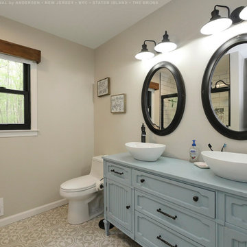 New Black Window in Terrific Bathroom - Renewal by Andersen NJ / NYC