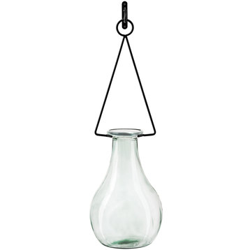 24-inch Tall Gourd Glass Vase & Metal Hanger