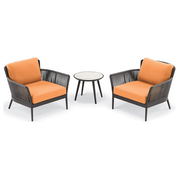 Nette 3-Piece Club Chair and Table Set, Carbon, Tangerine, Ninja