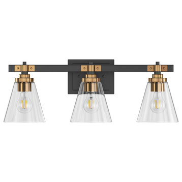 3-light Bathroom Vanity Light Fixture Above Mirror with Clear Glass Shade