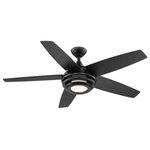 Eglo - Petani 5 Blade Ceiling Fan, Brushed Nickel, Matte Black - Eglo's Petani series delivers chic styling to match rooms which desire an additional touch of elegant design. Our matte black finish on the iron-built fan with matching plywood blades is completed by the centre light contained within a cage of rings to perfectly suit your formal living space. Fan blades are adjustable and motor can be controlled by a remote for variable speeds and light dimming. Integrated LED, 1600 lumens at a temperature of 3000 Kelvin.